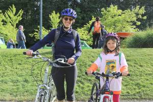 Redmond residents Nicole (left) and daughter Clara, 8 seen at the 2019 Bike Bash on May 17. This is their fourth year attending the event. Stephanie Quiroz/staff photo