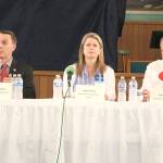Redmond mayor candidates from left: Andew Koeppen, Angela Birney and Steve Fields on June 13. Stephanie Quiroz/staff photo
