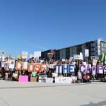 Eastsiders gathered on July 12 for a peaceful protest at Redmond Downtown Park. Protestors held demonstrations that spelled out Close the Camps. Stephanie Quiroz/staff photo