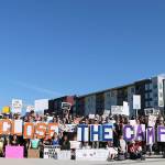 Eastsiders gathered on July 12 for a peaceful protest at Redmond Downtown Park. Protestors held demonstrations that spelled out Close the Camps. Stephanie Quiroz/staff photo