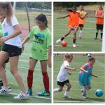 Young booters participate in the Jr. Stangs Soccer Camp on Tuesday at Redmond High. The three-day camp is open to girls ages 6-12 of all skill levels. The Redmond High School Girls Soccer Booster Club camp features passing and receiving, dribbling and fun moves, shooting, agility, mini tournaments for game-like experience and more. Andy Nystrom/ staff photos
