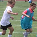 Girls score at Jr. Stangs Soccer Camp