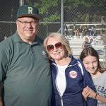 From left, Mayor John Marchione, Erin Dow, and Dani Russell on July 19 at the Les Dow Field Naming Ceremony at Hartman Park. Photo courtesy of the city of Redmond