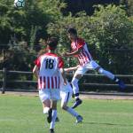 Redmond-based Crossfire Select players (donning stripes) compete against the ISC Gunners FC of Issaquah in a boys U19 match on July 26 at the 2019 Crossfire Select Cup at 60 Acres Park in Redmond. Crossfires B02 Toon squad and ISCs B01 PSPL squad tied, 1-1. The three-day tournament featured 265 boys and girls teams in different age divisions from across Washington, Oregon, British Columbia and Hawaii. Andy Nystrom/ staff photo