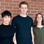 From left, Gabrielle Chai, Ian Wood and Emma Robinson of Eastide Catholic School were named semifinalists in the National Merit scholarship program. Courtesy photo