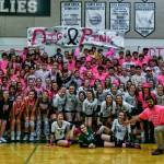 The Bear Creek School continued its support of the Side-Out Foundation to promote breast-cancer awareness and treatment at the 11th annual Dig Pink volleyball matches last month. This year for the first time, Bear Creek partnered with local rivals The Overlake School Owls to fill the Grizzlies gym with pink-clad students, parents and friends cheering for their respective teams. All ticket sales, concession and bake sale proceeds and T-shirt profits were donated to Side-Out, for a grand total of $2,751.87. In the varsity volleyball match, Overlake defeated Bear Creek (25-15, 15-21, 25-17). Photo courtesy of Cindy McCahill