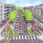 Artist rendering of the future 152nd Avenue Northeast main street. Image courtesy of city of Redmond
