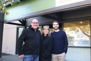NAMI volunteer Jesse Levine, director Michele Meaker, and volunteer Cole Swanson after their End the Silence presentation. Stephanie Quiroz/staff photo