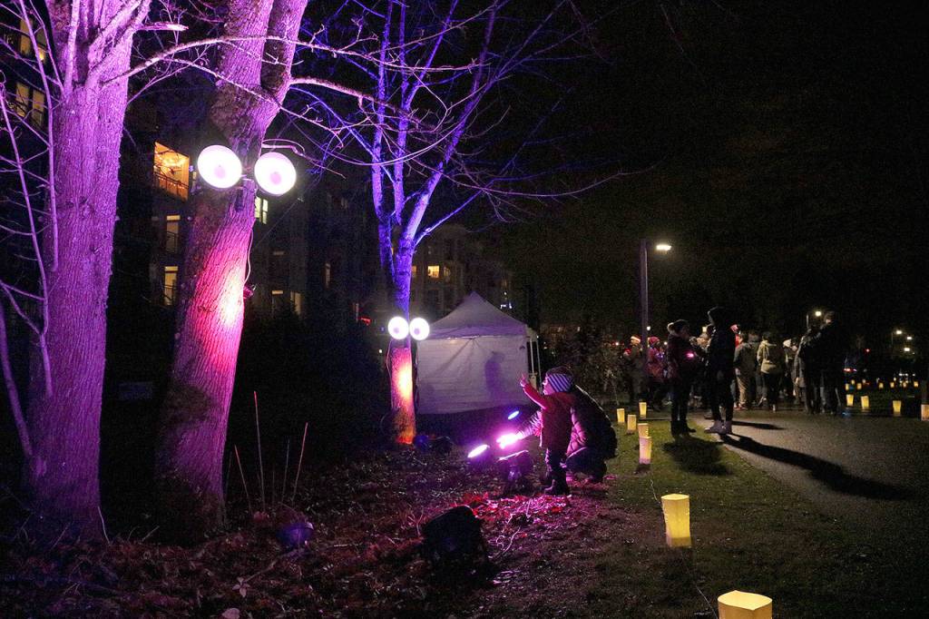 Light features and live music were dispersed along the Redmond Central Connector trail. Stephanie Quiroz/staff photo