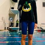 Redmonds Catherine Yu after receiving her 4A state first-place championship medal for the 100-yard breaststroke. Courtesy photo