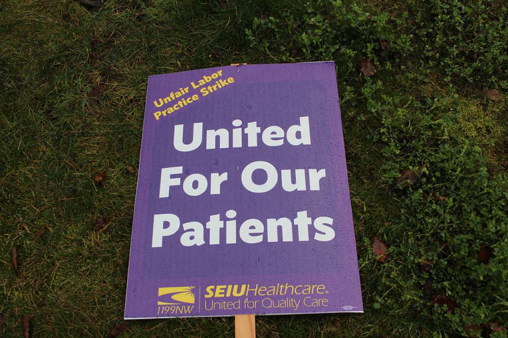 The strikers say the current working conditions put patients at Swedish Redmond, as well as the providers other locations, at risk. Samantha Pak/staff photo