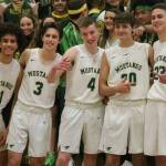 From left, seniors Jahi Coleman, Nico Moore, Alec Bovee, Cameron Clum and Aidan Rolfs. Andy Nystrom/ staff photo