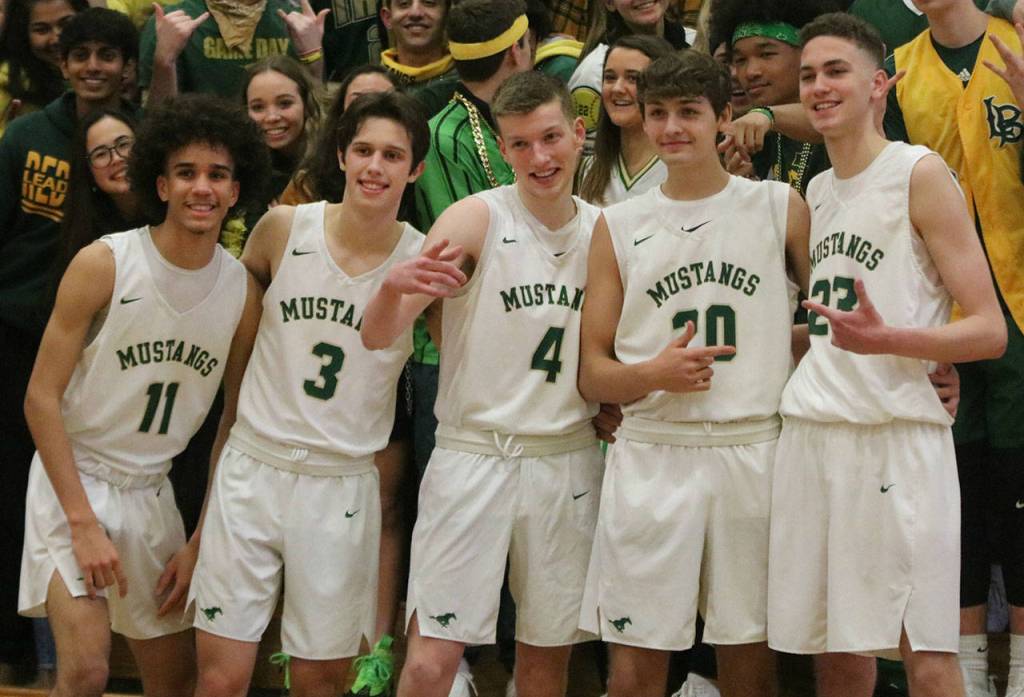 From left, seniors Jahi Coleman, Nico Moore, Alec Bovee, Cameron Clum and Aidan Rolfs. Andy Nystrom/ staff photo