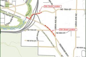 Graphic courtesy of city of Redmond                                 Transportation Improvement Board grant vicinity map depicting the locations for improvement project.