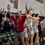 Grizzly head coach Tyler Mendezona gets caught up in the moment of an exciting game. Photo courtesy of Cindy McCahill