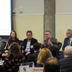 Mitchell Atencio/staff photo                                 From left, Emily Parkhurst, Amy Carlson, Robert Pantley, Jerry Weber and Chris Mefford answer questions during their panel discussion at OneRedmonds Eastside Economic Outlook Summit on Feb. 26 in Redmond.