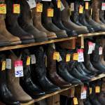 A display of boots in Redmond Work and Western Wear in Redmond on March 4. Mitchell Atencio/staff photo