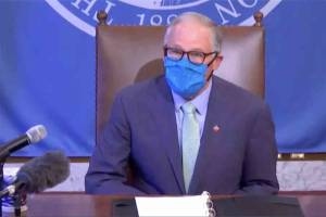 Screenshot of Gov. Jay Inslee from a July press conference. FILE PHOTO