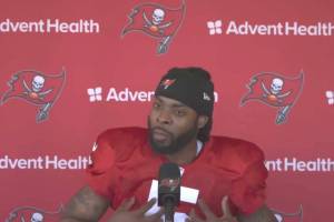 Screenshot taken from Sept. 29 press conference from Tampa Bay Buccaneers Youtube