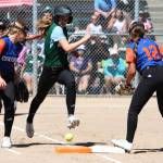Redmond West Little Leagues Ainsley Barcalow runs up the base line and is safe at first during todays game at the Junior League Softball World Series at Everest Park in Kirkland. The Central team from Jenison, Michigan, won, 4-2, in the pool play matchup. Redmond represents Washington District 9. Andy Nystrom/ staff photo