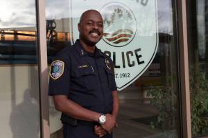Redmonds new police chief Darrell Lowe stands outside the Redmond Police Department on Nov. 13. Lowe comes from Santa Monica PD, where he spent 27 years serving. Staff photo/Ashley Hiruko