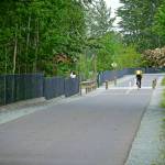 Another completed segment on the East Lake Sammamish Trail. The trail provides a 12-foot pavement path with a two-foot gravel shoulder on each side. (Photo courtesy of King County Parks)