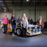 Left to right: (front) Vanessa Ruck, professional motorcycle racer; Jndia Erbacher, Top Fuel drag racer; Michele Abbate, American Trans-Am driver; Pernilla Solberg, rally car driver, co-driver and team manager; (back) Josie Rimmer WIM founder, Becs Williams, lead World Rally Car all live commentator; Michèle Mouton, legend of rally and World Rally Car Event Champion; and Michelle Miller, rally car driver, co-driver and DirtFish senior instructor. Photo courtesy of Karl Noakes