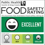 All permitted food businesses in King County, from restaurants to food trucks, should have a food safety rating sign from Public Health displayed for customers. Photo courtesy of Public Health - Seattle King County