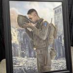 Nisei veterans were those who were drafted to serve in the war after being incarcerated by their own governmentn in the United States. This painting by Chris Hopkins captures a moment of that experience. Photo by Bailey Jo Josie/Sound Publishing