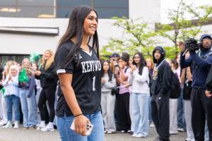Photos provided by Robby Mullikin.
Kentwoods Diya Thomas walks by her schoolmates.