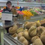 Photos by Mindy Stern 
Durian fruit, ready to be weighed.