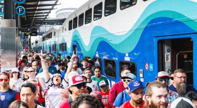 Seattles World Cup game between the USA and Australia on June 19 in Seattle drew record-number ridership to Sound Transits Link light rail. COURTESY PHOTO, Sound Transit